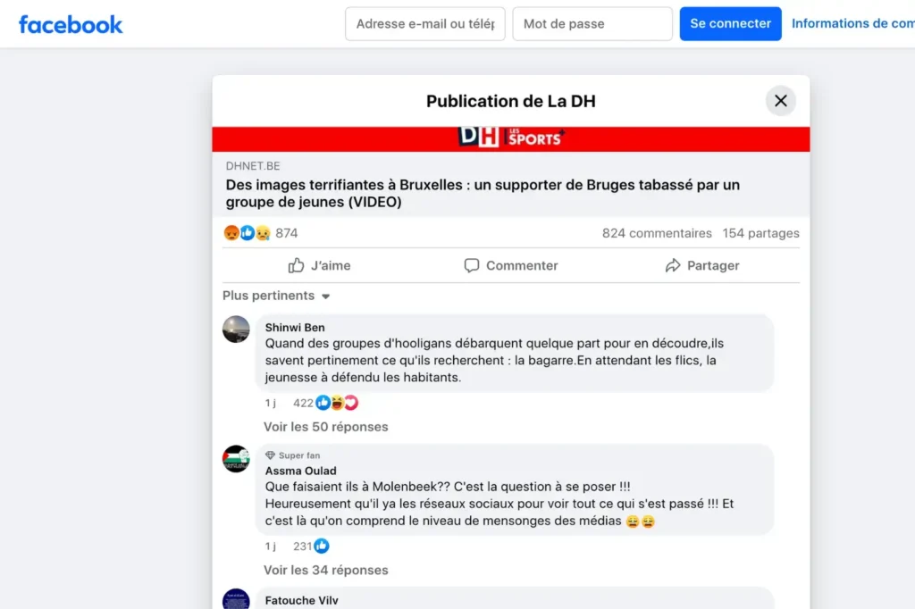 hooligans - Bruges - musulmanes - avis - des internautes
